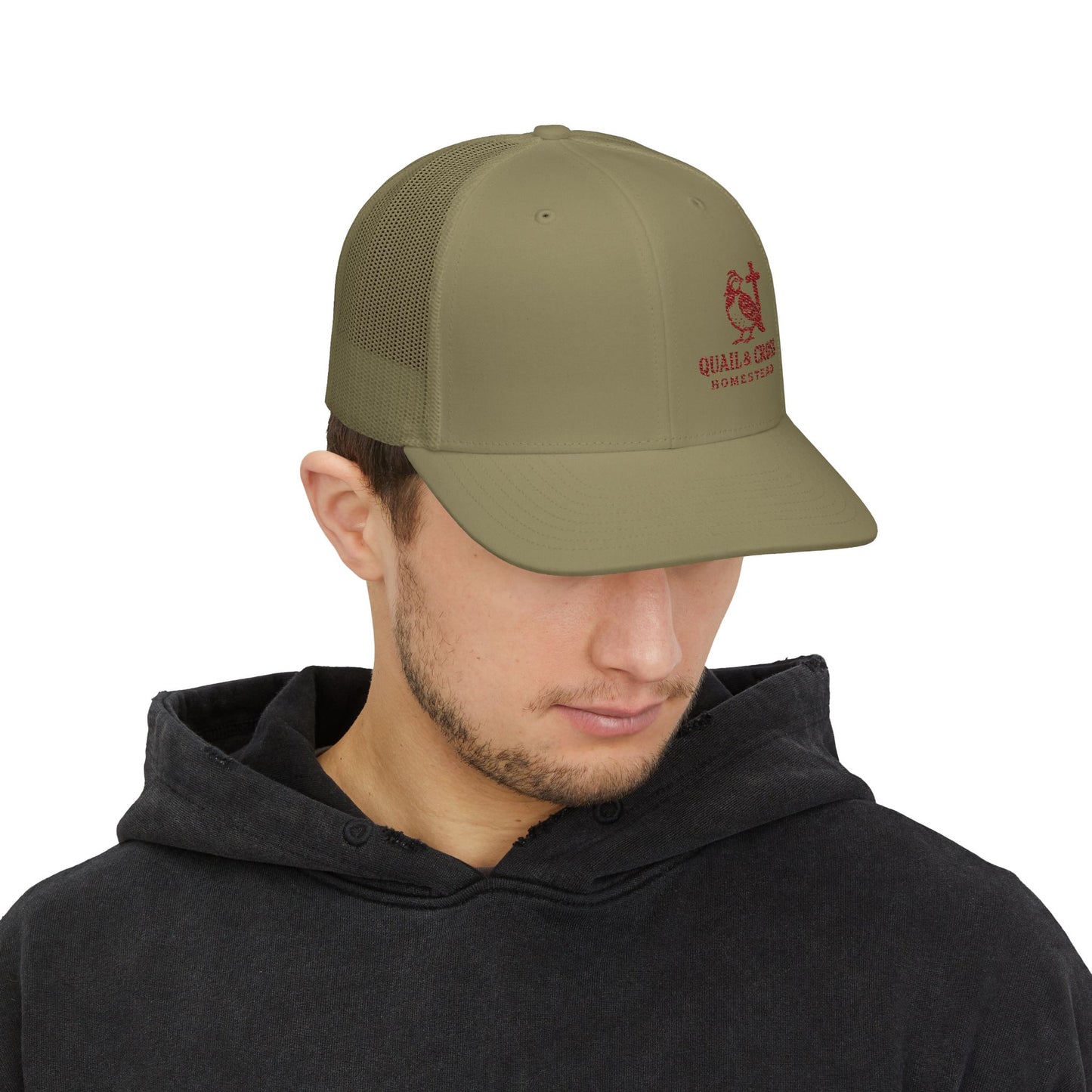 Embroidered Trucker Cap - Quail and Cross Homestead Design
