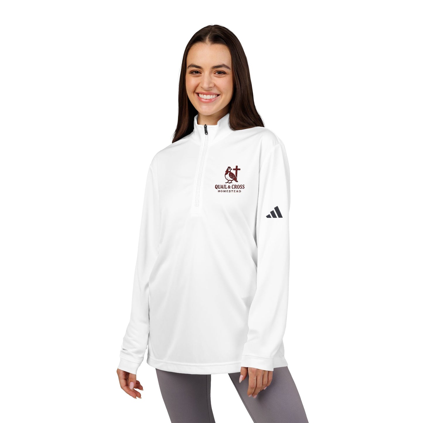 Quarter-Zip Pullover Shirt - Quail and Cross Homestead Embroidered Design