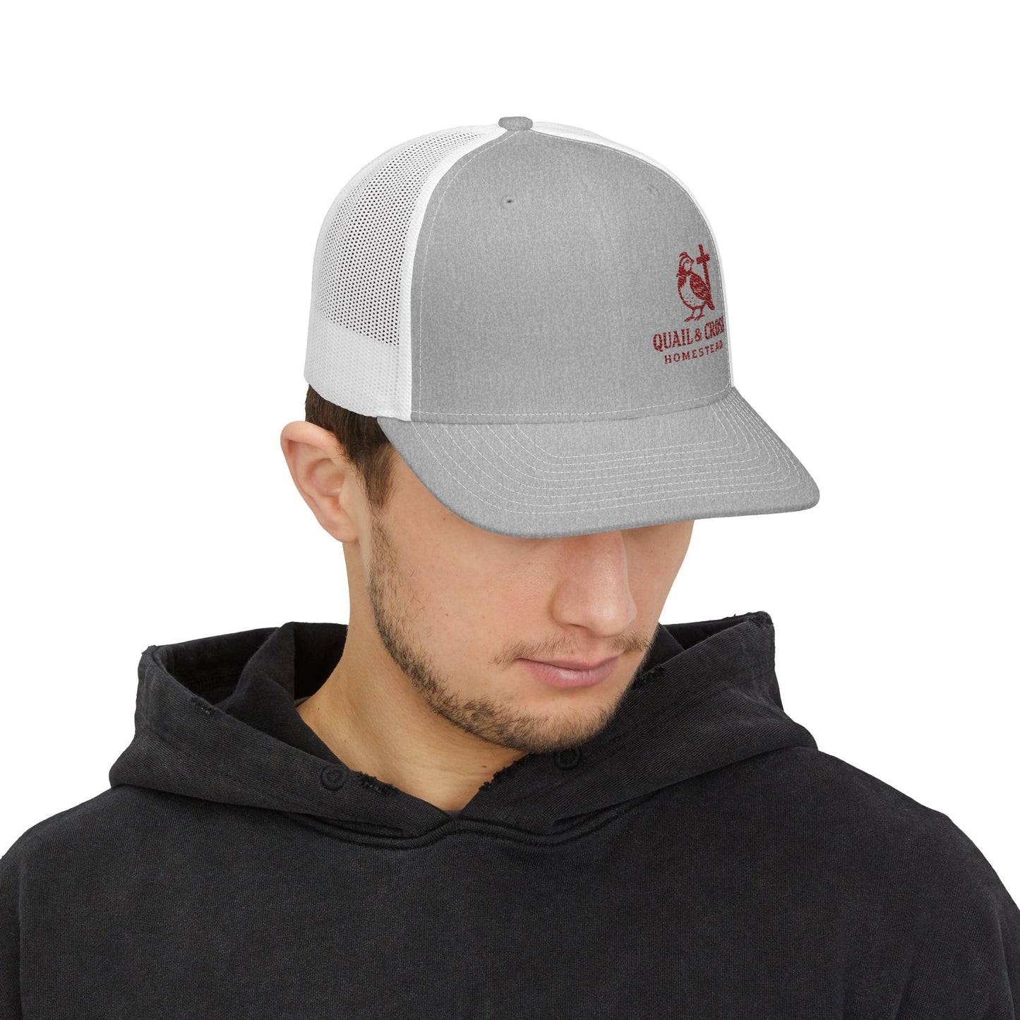 Embroidered Trucker Cap - Quail and Cross Homestead Design
