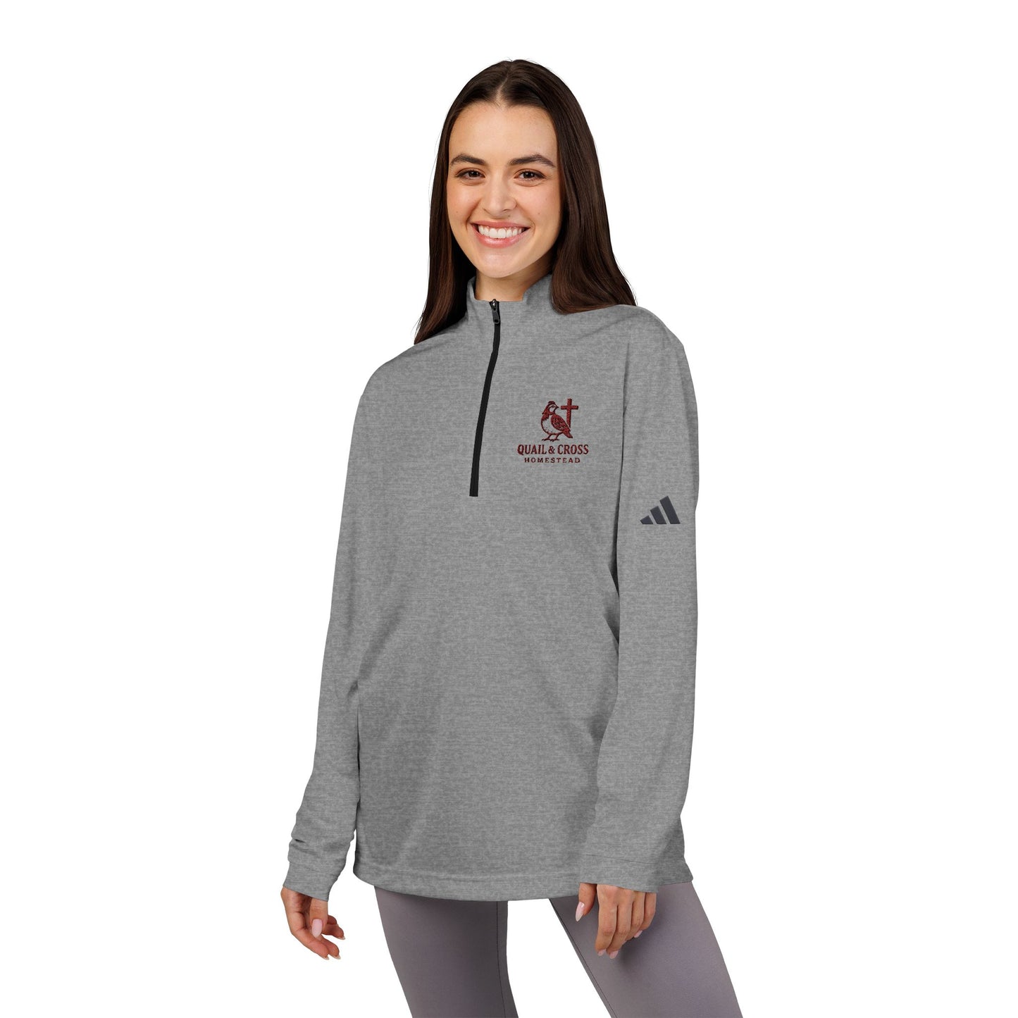Quarter-Zip Pullover Shirt - Quail and Cross Homestead Embroidered Design